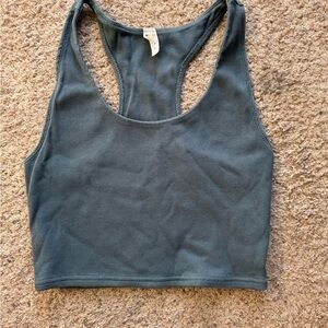 Pact Organic Cotton Kendall Racerback Ribbed Crop Tank Top Sports Bra Medium